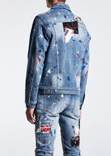 Load image into Gallery viewer, Embellish Rebel Denim Jacket (Blue Patchwork)