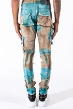Load image into Gallery viewer, Serenede Aquarius Rule Cargo Jeans (Aqua Tie Dye)