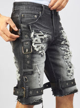 Load image into Gallery viewer, Locked &amp; Loaded Stone Wash Denim Shorts (Black)