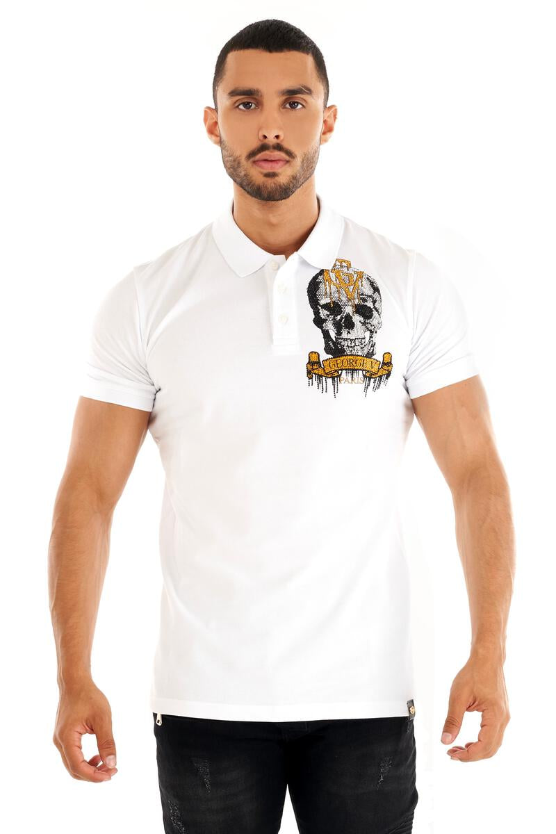 George V Paris GV Skull Avenue Polo (White)