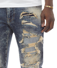 Load image into Gallery viewer, SMOKE RISE HEAVY RIP &amp; REPAIR JEANS (SIERRA BLUE)