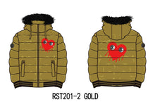 Load image into Gallery viewer, Reelistik Love Hurts Reversible Bubble Jacket Print (Gold)