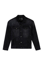 Load image into Gallery viewer, Dead Than Cool Wing Print Denim Jacket (Black)