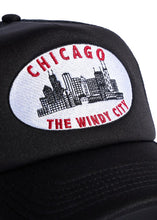 Load image into Gallery viewer, Reference SKYLINE CHICAGO TRUCKER Hat (BLACK)