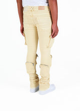 Load image into Gallery viewer, Pheelings NEVER LOOK BACK CARGO FLARE STACK DENIM (CREAM)