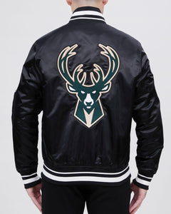 PRO STANDARD Milwaukee Bucks Retro Classic Rib Satin Jacket (Black)