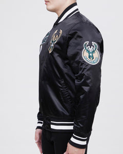 PRO STANDARD Milwaukee Bucks Retro Classic Rib Satin Jacket (Black)