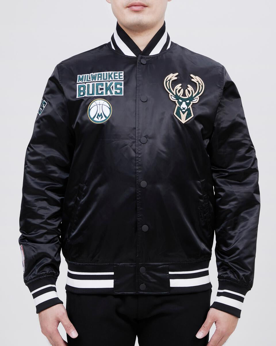 PRO STANDARD Milwaukee Bucks Retro Classic Rib Satin Jacket (Black)