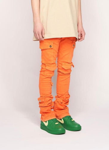 Pheelings MY PLEASURE CARGO FLARE STACK DENIM (ORANGE)