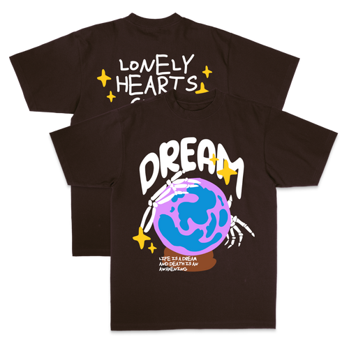 Lonely Hearts Life Is A Dream Garment-dye T-Shirt (Garment-dye Brown)