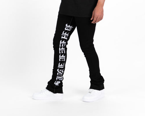 Pheelings AGAINST ALL ODDS FLARE STACK DENIM (BLACK/WHITE)