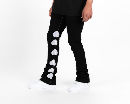 Pheelings CONNECTING SOULS FLARE STACK DENIM-EMBROIDERY (JET BLACK)