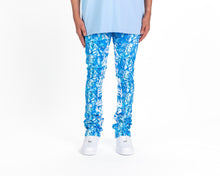 Load image into Gallery viewer, Pheelings AGAINST ALL ODDS FLARE STACK DENIM  (BLUE CAMO/WHITE)