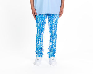 Pheelings AGAINST ALL ODDS FLARE STACK DENIM  (BLUE CAMO/WHITE)