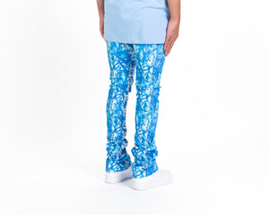 Pheelings AGAINST ALL ODDS FLARE STACK DENIM  (BLUE CAMO/WHITE)