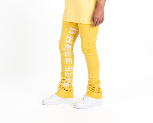 Pheelings AGAINST ALL ODDS FLARE STACK DENIM (YELLOW/WHITE)