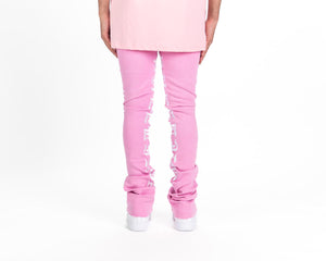 Pheelings AGAINST ALL ODDS FLARE STACK DENIM (PINK/WHITE)