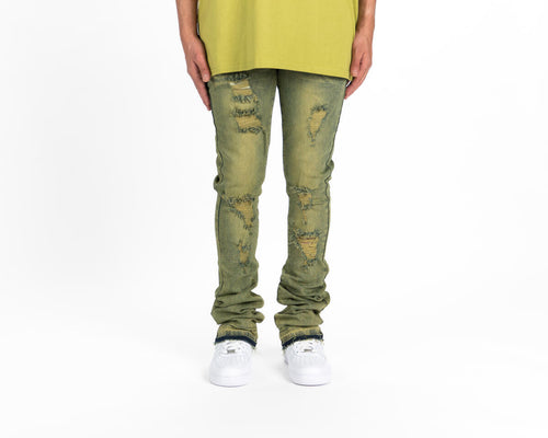 Pheelings GETTING THERE FLARE STACK DENIM (FERN GREEN)