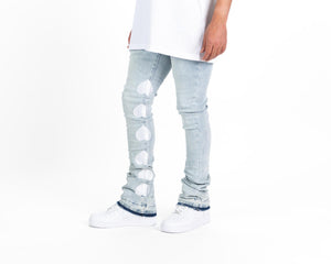 Pheelings CONNECTING SOULS FLARE STACK DENIM-EMBROIDERY (LIGHT BLUE)