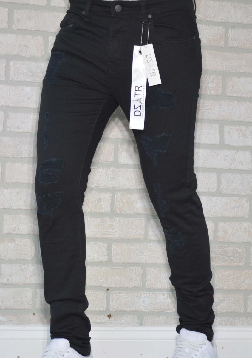 DZTR SUPER STRETCH DENIM Jet Black with Rips