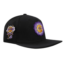 Load image into Gallery viewer, PRO STANDARD LOS ANGELES LAKERS CREST EMBLEM WOOL SNAPBACK HAT (BLACK)
