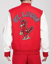 Load image into Gallery viewer, PRO STANDARD ST. LOUIS CARDINALS ANIMAL PRINT WOOL VARSITY JACKET (RED/WHITE)