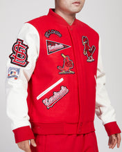 Load image into Gallery viewer, PRO STANDARD ST. LOUIS CARDINALS ANIMAL PRINT WOOL VARSITY JACKET (RED/WHITE)