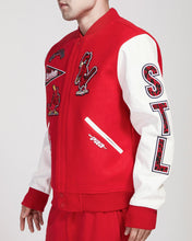 Load image into Gallery viewer, PRO STANDARD ST. LOUIS CARDINALS ANIMAL PRINT WOOL VARSITY JACKET (RED/WHITE)