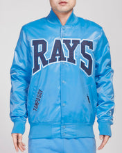 Load image into Gallery viewer, PRO STANDARD TAMPA BAY RAYS CREST EMBLEM SATIN JACKET (UNIVERSITY BLUE)