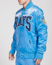 Load image into Gallery viewer, PRO STANDARD TAMPA BAY RAYS CREST EMBLEM SATIN JACKET (UNIVERSITY BLUE)