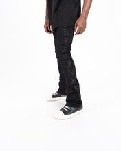 Load image into Gallery viewer, Pheelings RISING ABOVE FLARE STACK DENIM (JET BLACK)