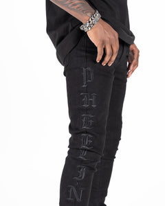 Pheelings RISING ABOVE FLARE STACK DENIM (JET BLACK)