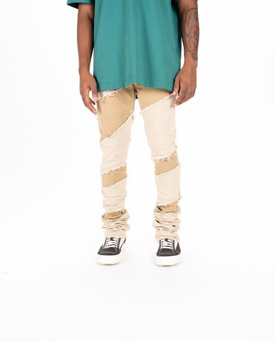 Pheelings EMBRACE THE JOURNEY FLARE STACK DENIM (CREAM/KHAKI)