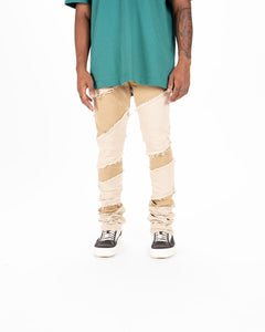 Pheelings EMBRACE THE JOURNEY FLARE STACK DENIM (CREAM/KHAKI)