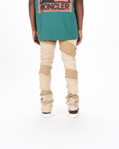 Pheelings EMBRACE THE JOURNEY FLARE STACK DENIM (CREAM/KHAKI)