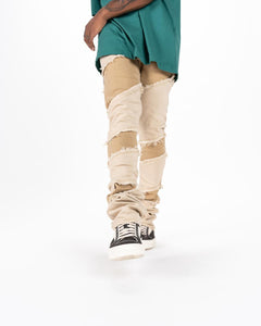 Pheelings EMBRACE THE JOURNEY FLARE STACK DENIM (CREAM/KHAKI)