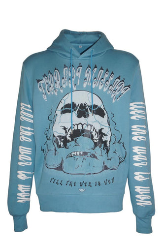 FERRARI MASSARI till the war is won skull HOODIE (BABY BLUE)