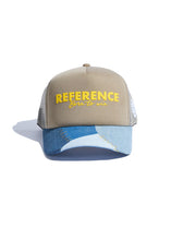 Load image into Gallery viewer, Reference PATCHWORK TRUCKER Hat (TAN/DENIM)