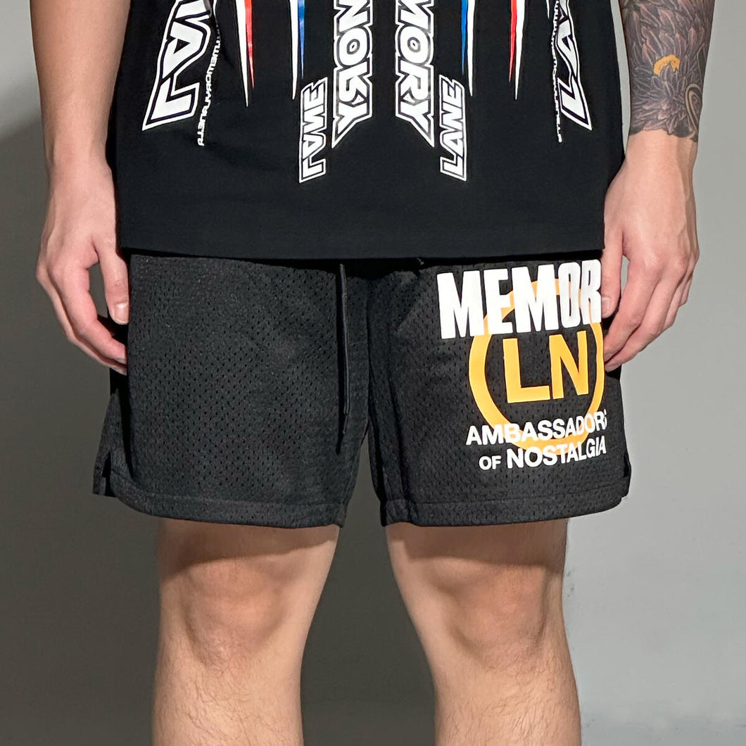 MEMORY LANE Core Graphic Mesh Short (Black)