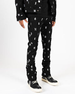 PHEELINGS SOUL STAMPED FLARE STACK DENIM (JET BLACK)