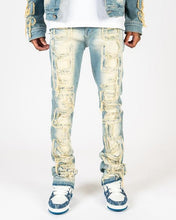 Load image into Gallery viewer, PHEELINGS AWAKEN DESIRES FLARE STACK DENIM (MEDIUM BLUE/SAND)