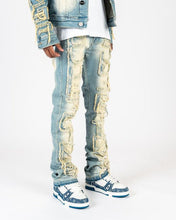 Load image into Gallery viewer, PHEELINGS AWAKEN DESIRES FLARE STACK DENIM (MEDIUM BLUE/SAND)