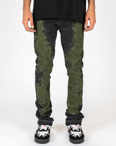 PHEELINGS SCARRED BY FLARE STACK DENIM (BLACK/OLIVE)