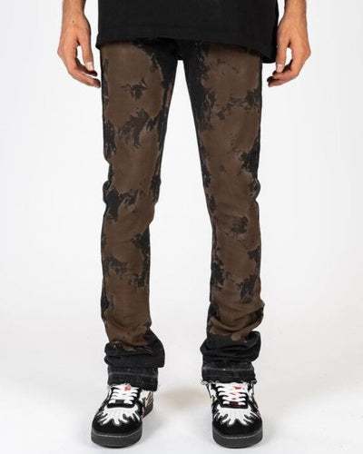 PHEELINGS SCARRED BY FLARE STACK DENIM (BLACK/BROWN)