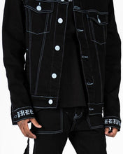 Load image into Gallery viewer, PHEELINGS DEFYING ODDS DENIM JACKET (JET BLACK/COLUMBIA BLUE)