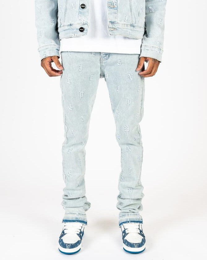 PHEELINGS SOUL STAMPED FLARE STACK DENIM (LIGHT BLUE)