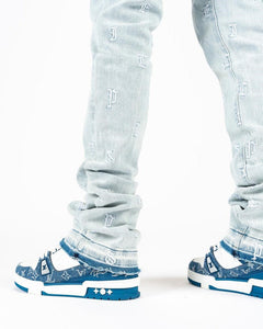 PHEELINGS SOUL STAMPED FLARE STACK DENIM (LIGHT BLUE)