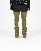 Load image into Gallery viewer, PHEELINGS MY PLEASURE CARGO FLARE STACK DENIM (OLIVE)