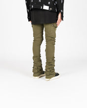 Load image into Gallery viewer, PHEELINGS MY PLEASURE CARGO FLARE STACK DENIM (OLIVE)