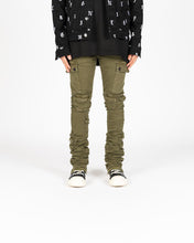 Load image into Gallery viewer, PHEELINGS MY PLEASURE CARGO FLARE STACK DENIM (OLIVE)